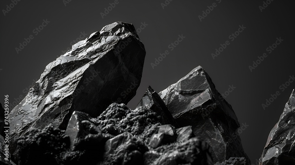 Aufkleber black and white background copy space dark stone grunge background mountain texture closeup web bann