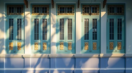 Beautiful window at Mrigadayavan Palace Marukhathaiyawan in ChaAm Thailand : Generative AI - obrazy, fototapety, plakaty