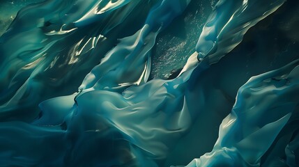 Aerial view of a water abstract pattern from a river estuary near Skyggnsvatn lake in Iceland :...