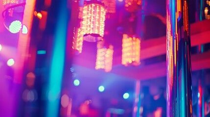 neon colorful interior of bright and beautiful night club : Generative AI