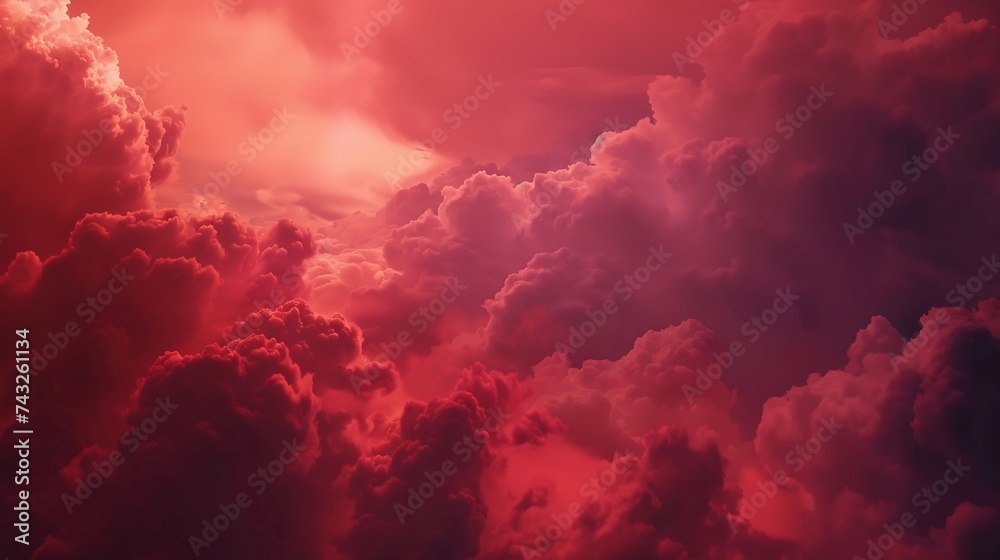 Poster Fiery red sky Thunderclouds Dramatic sky with heavy clouds Fantastic magical fantasy scene Bright toned background for design : Generative AI