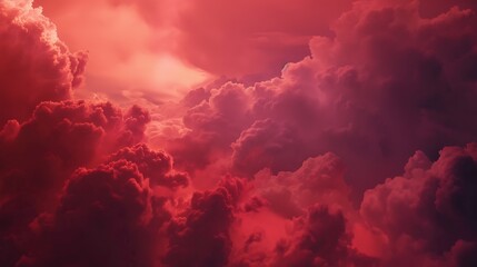 Fiery red sky Thunderclouds Dramatic sky with heavy clouds Fantastic magical fantasy scene Bright...