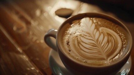 Coffee latte art making by barista : Generative AI - obrazy, fototapety, plakaty