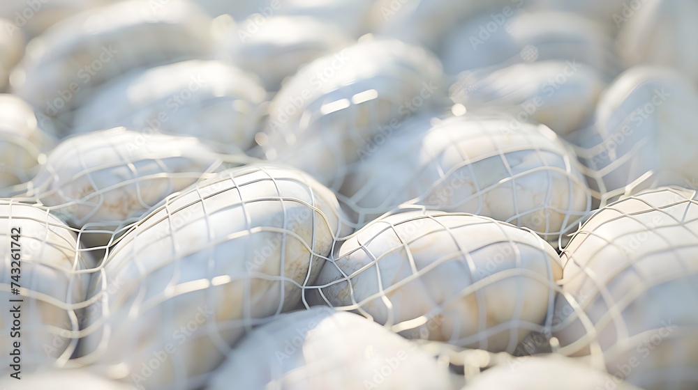 Poster beautiful original background image texture of white stones of a round oval shape covered with a whi