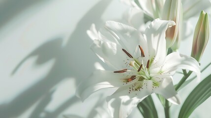 beautiful Lily flowers on white background : Generative AI
