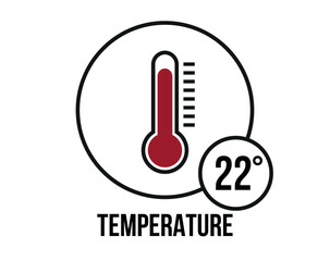 22° C vector. Temperature gauge thermometer design. Climate and weather forecast concept isolated on white background