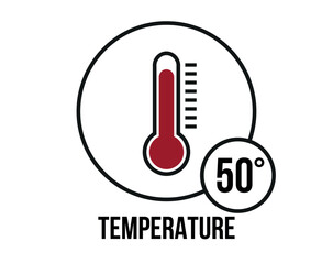 50° C vector. Temperature gauge thermometer design. Climate and weather forecast concept isolated on white background