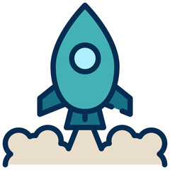 startup rocket launch fly flight filled outline