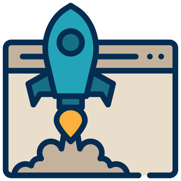 wep page rocket launch fly flight startup filled outline