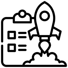 clipboard check list startup business rocket launch simple line