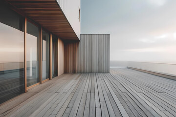 the terrace has wooden flooring