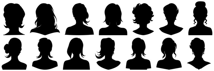 Woman silhouettes set, large pack of vector silhouette design, isolated white background