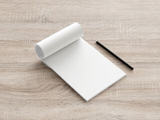 3D illustration. Notepad with pen isolated.