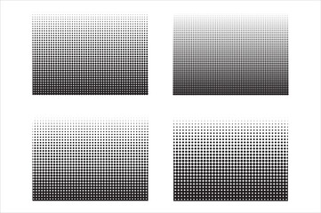 Black halftone design elements and halftone dot pattern