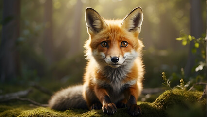 Obraz premium A cute realistic Fox with a plain background.