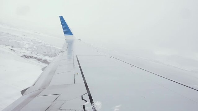 Airplane Taking Off From Ushuaia International Airport, Tierra del Fuego Province, Argentina. 4K Resolution.