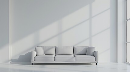 Minimalist living room, white wall background. Interior design concept. 3d rendering.