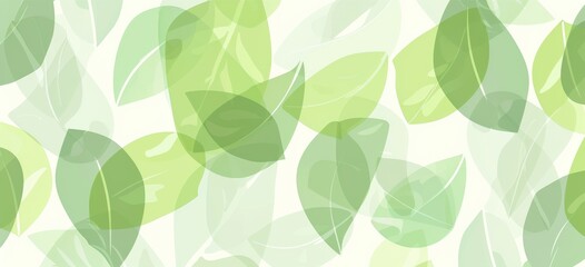 Light and airy leaf pattern with soft green tones on a clean white background, embodying a refreshing and tranquil vibe.