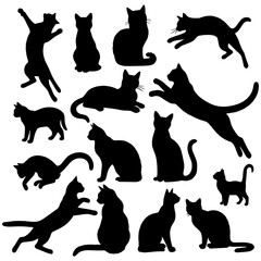 Vector illustration. Silhouette of cats set. © Козич Денис