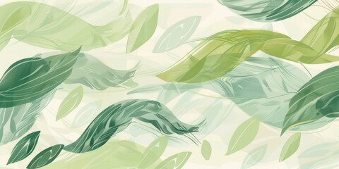 Softly layered leaves in tranquil shades of green, forming a harmonious abstract pattern suitable for soothing design themes.