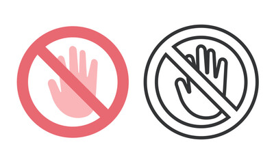 手で触る　禁止マークのシンプルなアイコン