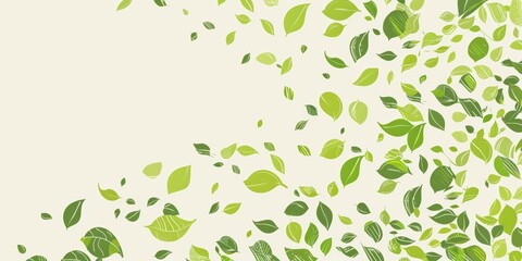 A harmonious, eco-friendly pattern featuring green leaves on a soft beige background, ideal for sustainable branding and nature themes.