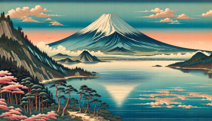 浮世絵（Ukiyoe）／富士山（Mt. Fuji ） - obrazy, fototapety, plakaty
