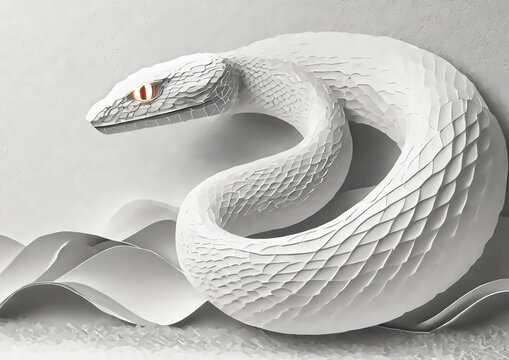 抽象的な白蛇のイラスト