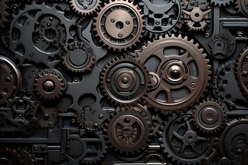 Mechanical background with gears and cogwheels.