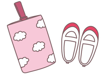 空柄の上履き袋とうわばきのイラストセット　pink