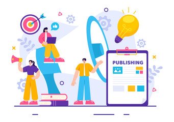 Digital Publishing Content Blog Marketing Writing Vector Illustration for Social Media or Webpage Organization in Flat Cartoon Background Design