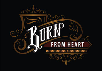 BORN FROM HEART lettering custom template design