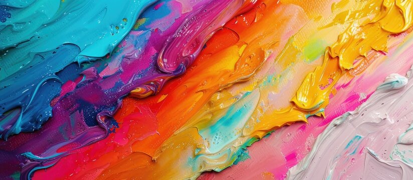 This close up shot showcases a diverse color chart on vibrant paper card with an abstract background. The painting is filled with a multitude of colors and intricate details, creating a visually