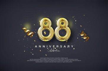 88th Anniversary. With luxury glossy gold design. Premium vector for poster, banner, celebration greeting.