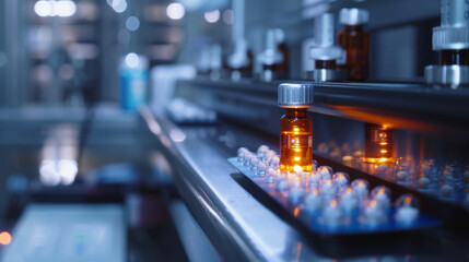 A close look at a vial of medication with a tiny embedded microchip revealing how blockchain technology can track the entire supply chain of a drug from manufacture to distribution.