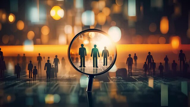 Business or owner man hold circle of network structure HR Human resources. Business leadership concept. Management and recruitment. Social network. Different person, business, leader