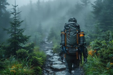 hiking in the forest