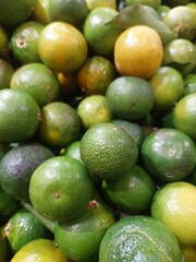 Lime Citrus Fruits In Fruit Market. Natural fresh limes.