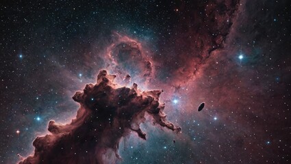 Interstellar nebulae forms of cosmic dust clouds, star birth regions deep space galaxy formations, Generative AI - obrazy, fototapety, plakaty