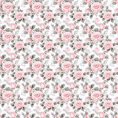Pink rose blossoms on a subtle background. a seamless design for surface textures, digital papers, and other projects