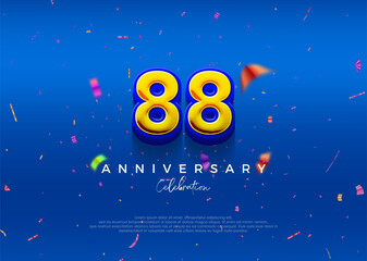 88th Anniversary, in luxurious blue. Premium vector background for greeting and celebration.