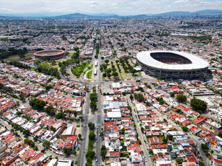 Calzada Independencia Drone Shot Jalisco Stadium and Bullring from Above Mexico