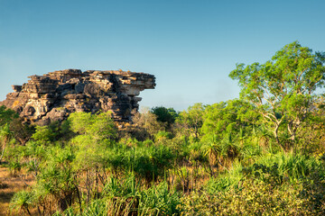 rugged Outback scenery in the Northern Territory of Australia, showcasing vast deserts, red rocks,...