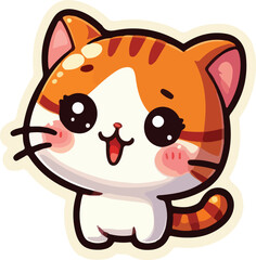 Cute Cat Sticker Vector illustration