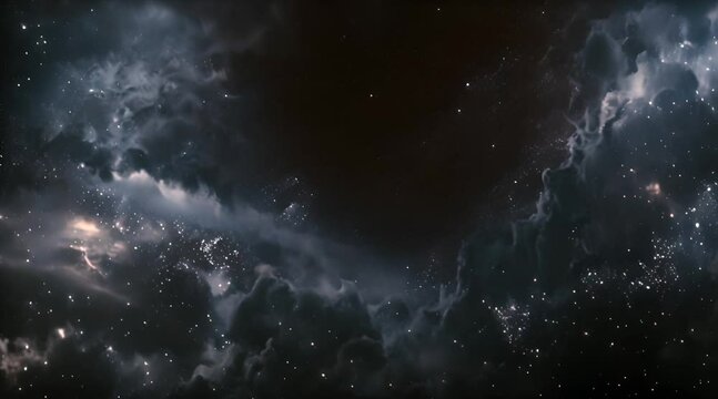 Cosmic Dust Clouds in Starry Deep Space with AI generated.
