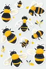 Bumblebee Flying Sticker Collection