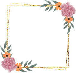 gold frame with watercolor flower