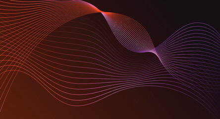 Abstract futuristic technology flowing dynamic wave line with blue pink red purple neon light colours background. For banner, header, flyer, website landing page, wallpaper, soundwave, data and more