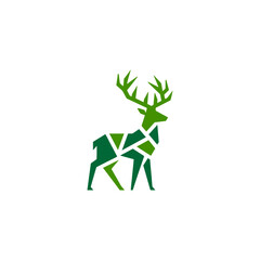 Simple Deer Logo Silhouette Black Flat Vector On white background © santo