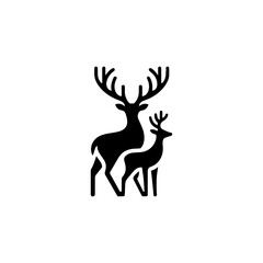 Simple Deer Logo Silhouette Black Flat Vector On white background